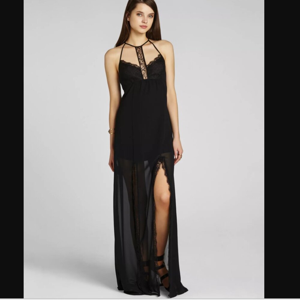 BCBGeneration black lace trim maxi dress 4